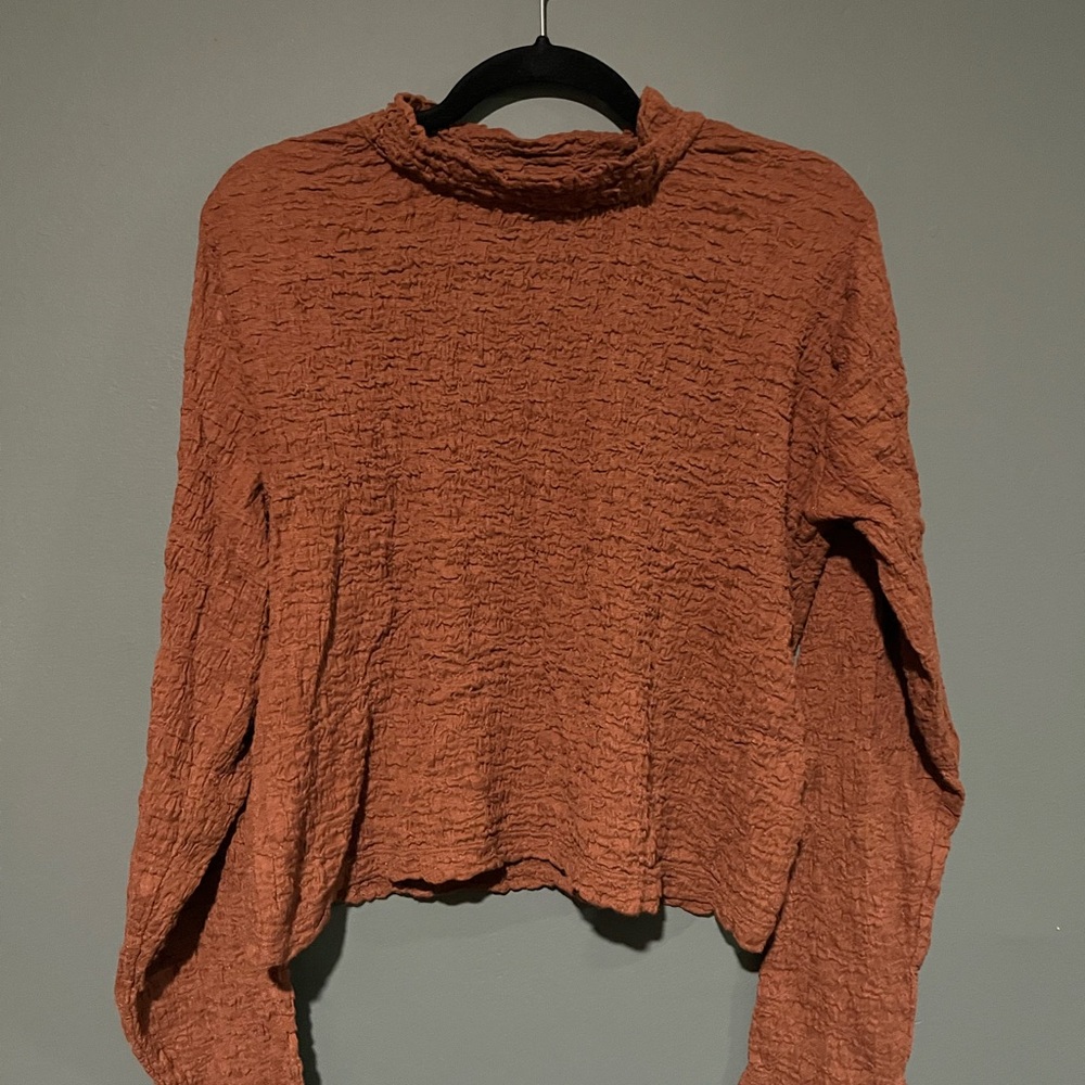 a new day Women's Rust Crinkle long sleeve